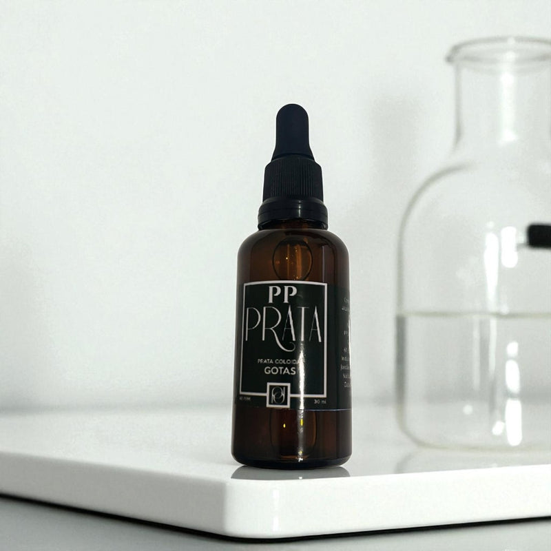 Prata Coloidal 40ppm 99% Pura - 30ml Gotas em Frasco Âmbar